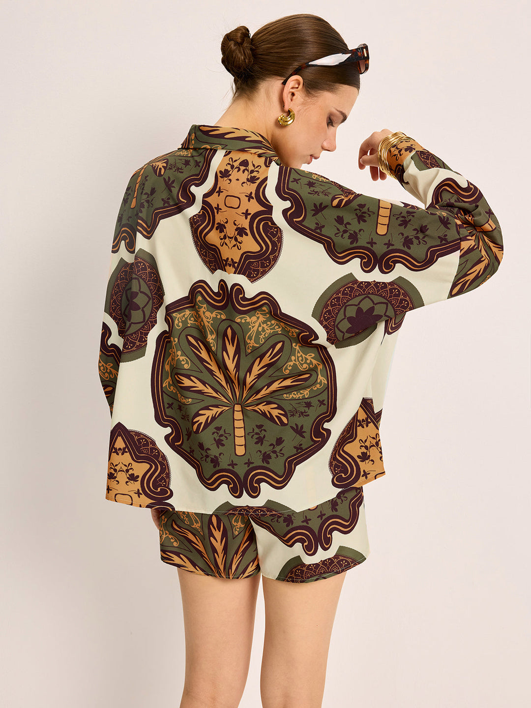 Bedruckte Hemd-Shorts-Set