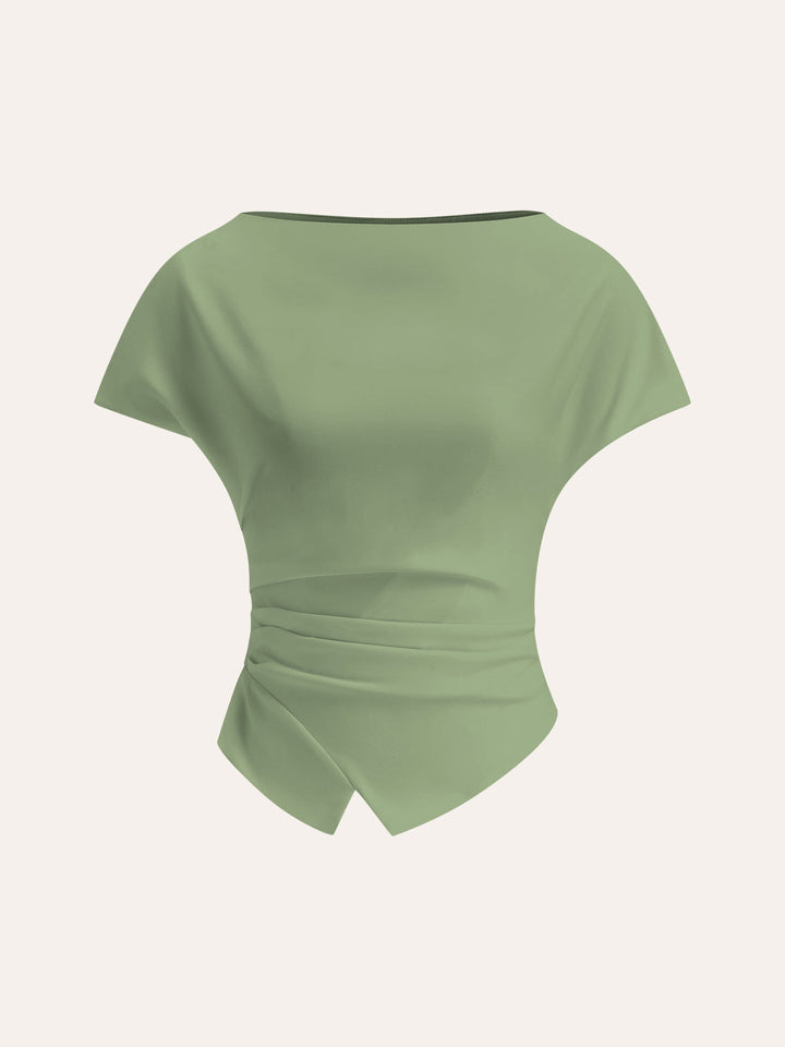 Asymmetrisches T-Shirt mit Raffung