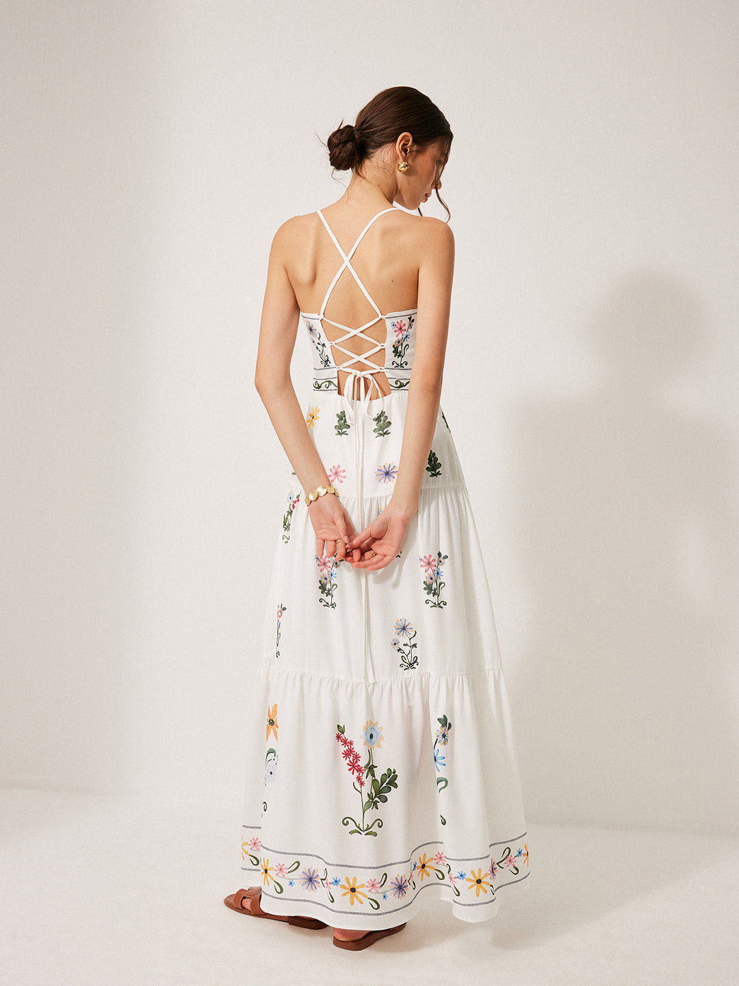 Boho Spitzenkleid mit Schnürung am Rücken