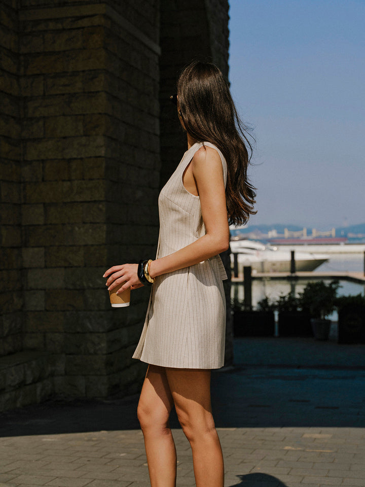 Kleid mit Knopfleiste aus Leinenmischung und Taschen