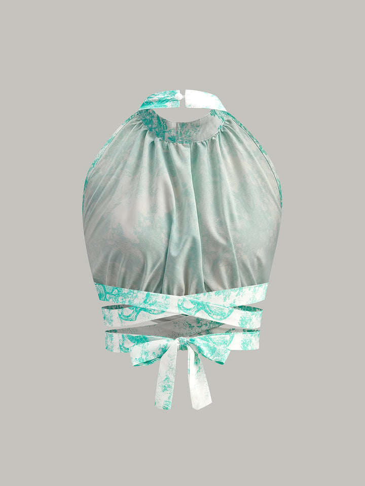 Halter-Nacken-Rückenfrei-Kleider-Set mit Knopfleiste vorne