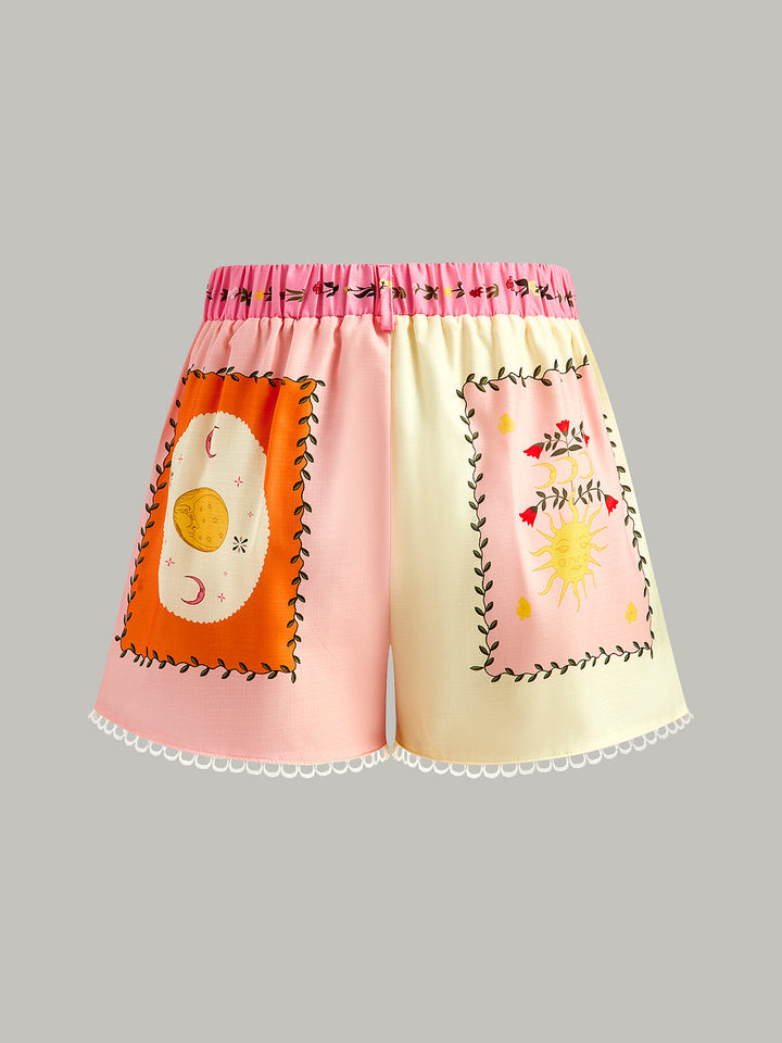 Gürtel-Shorts-Set mit Blumenmuster