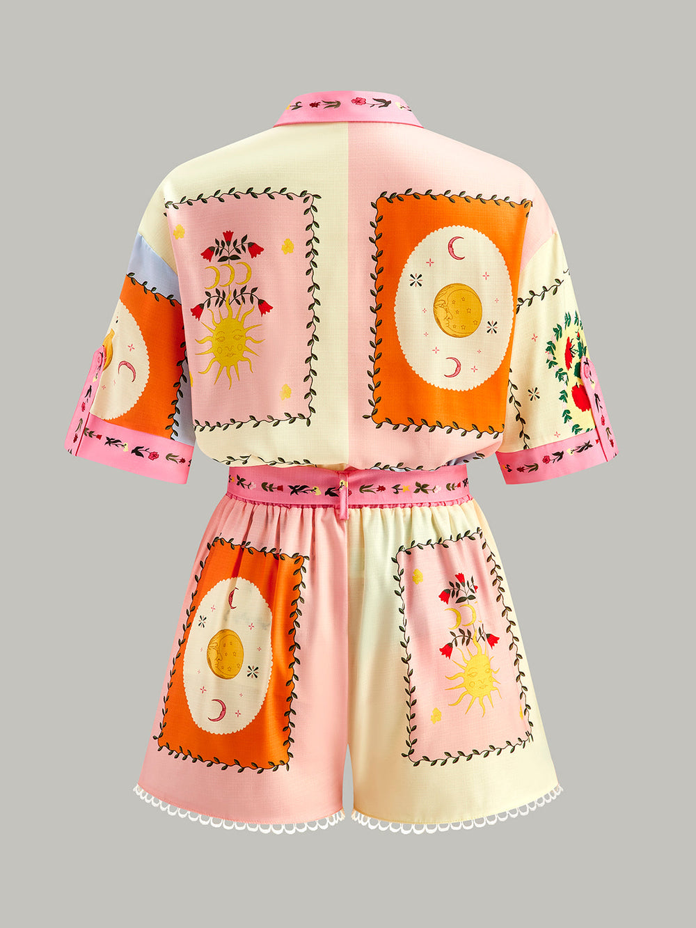 Gürtel-Shorts-Set mit Blumenmuster