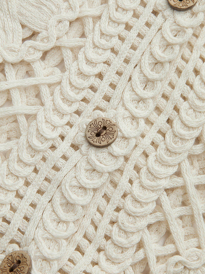 Semi-Sheer Jacquard Cut-Out V-Ausschnitt Tanktop