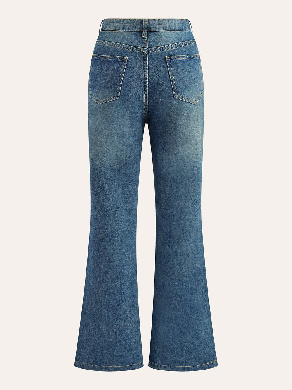 Mid-Waist Dekorationsknopf Reißverschluss Flare Jeans