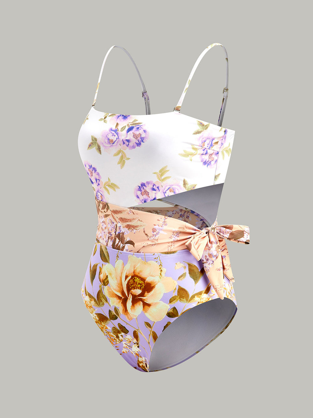 Bedruckter Neckholder-Badeanzug mit Schleife