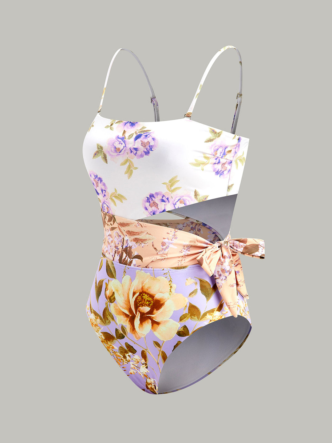 Bedruckter Neckholder-Badeanzug mit Schleife