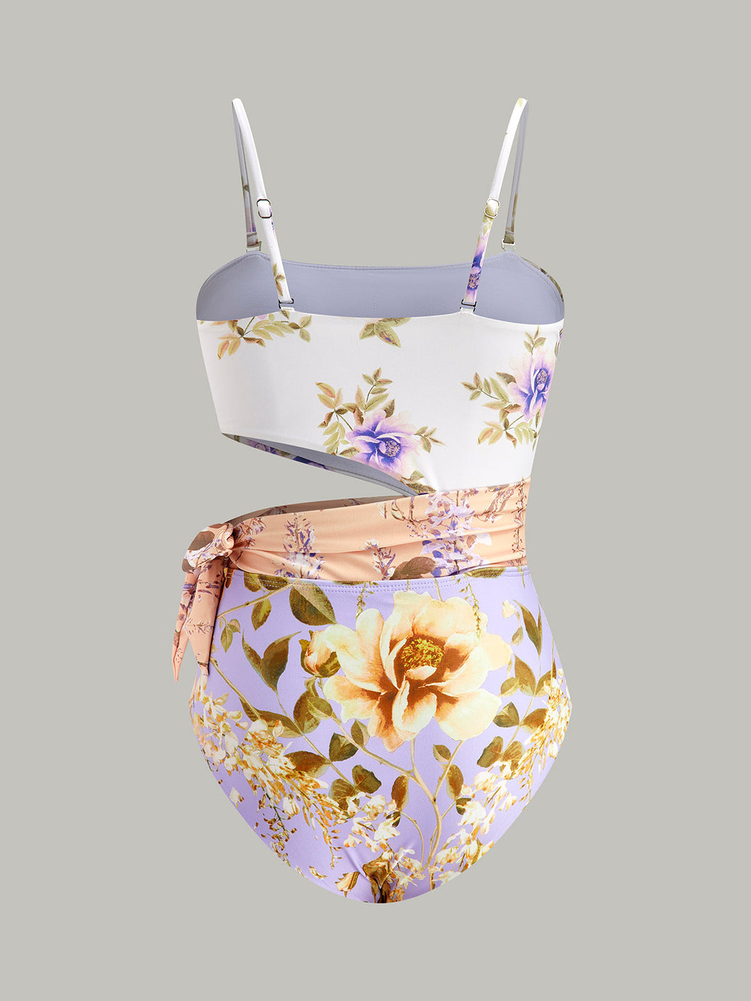 Bedruckter Neckholder-Badeanzug mit Schleife