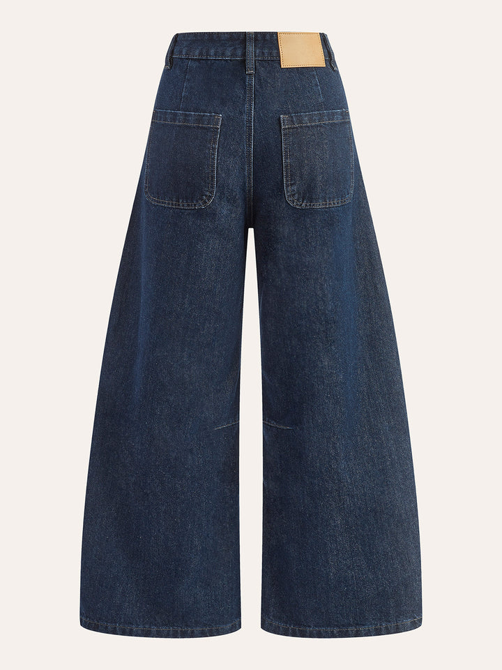 Jeans aus Baumwolle mit weitem Bein und mittlerer Taille