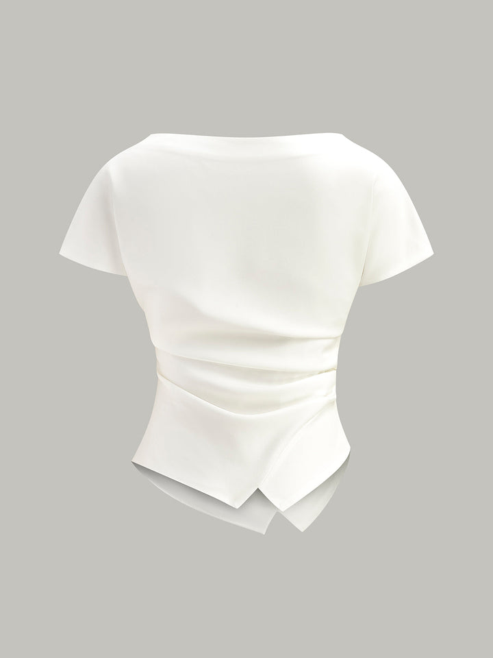 Asymmetrisches T-Shirt mit Raffung