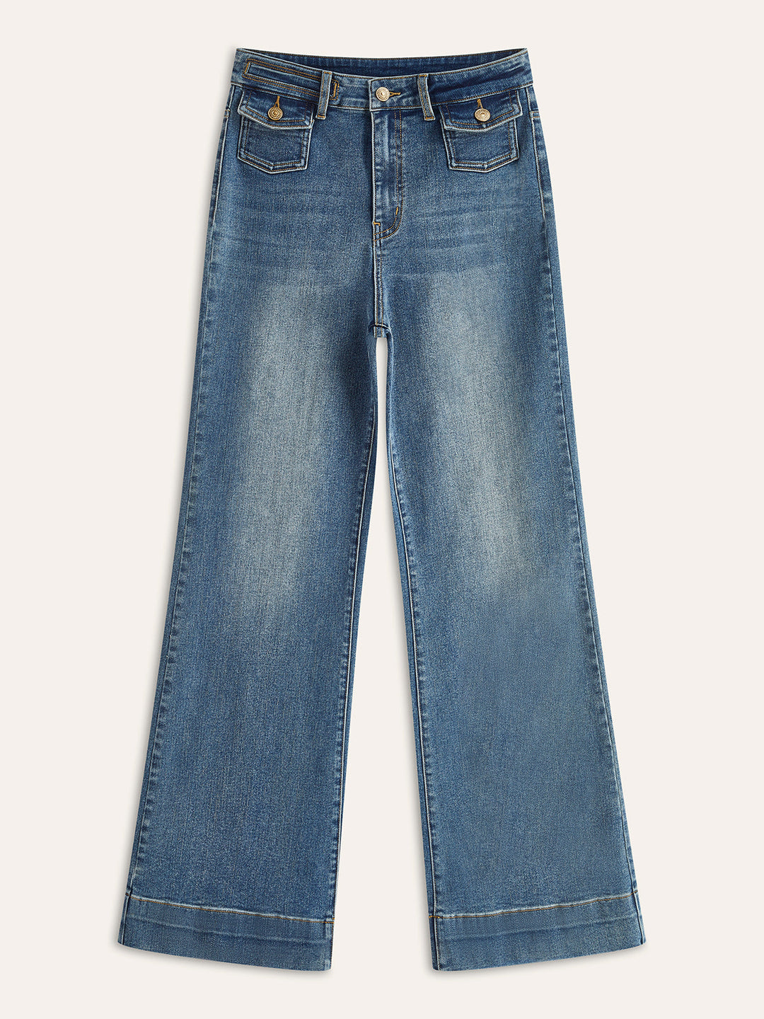 Hosen mit mittlerer Taille und dekorativen Taschen