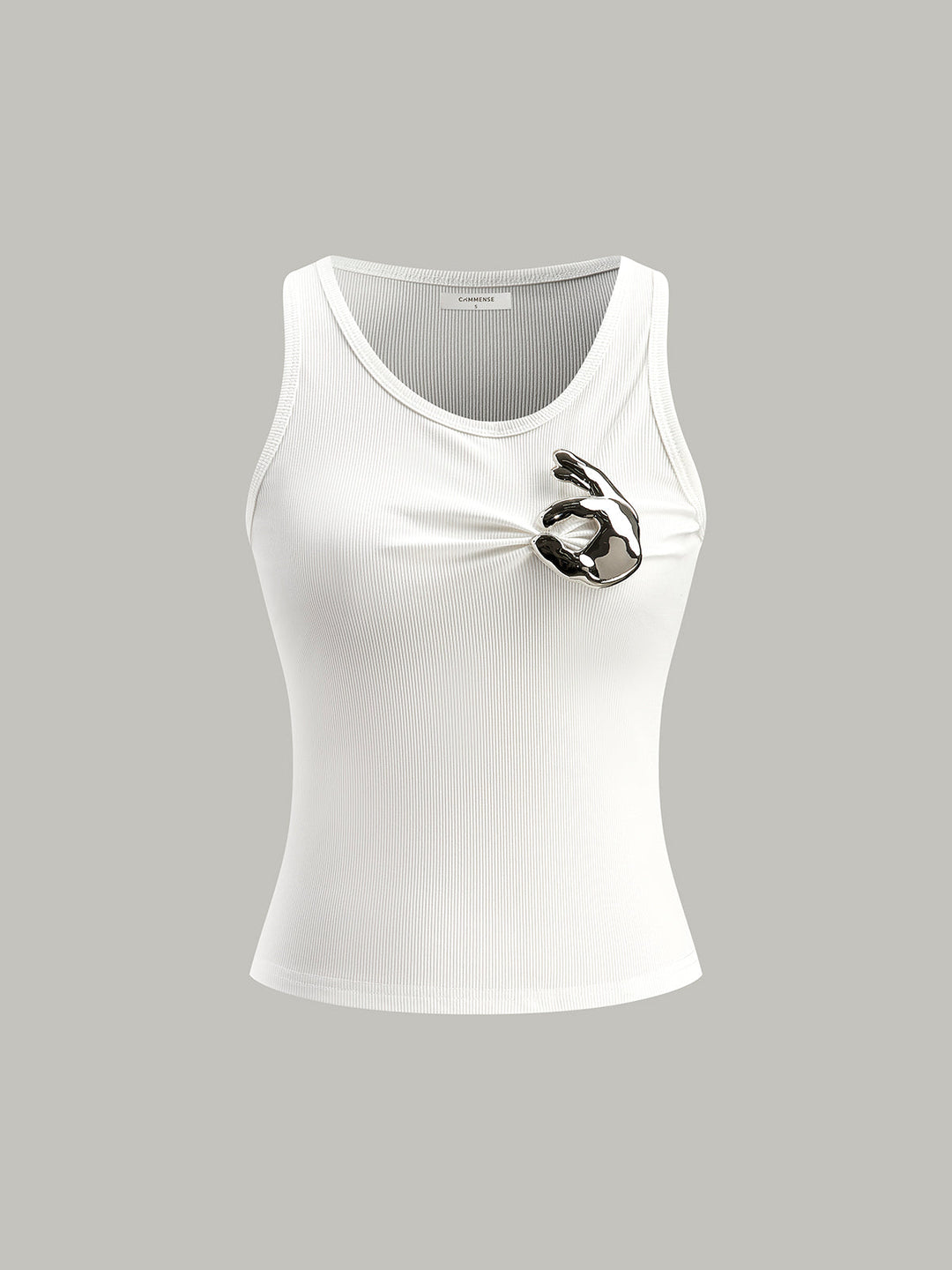 Rippstrick-Oberteil mit Metalldetail