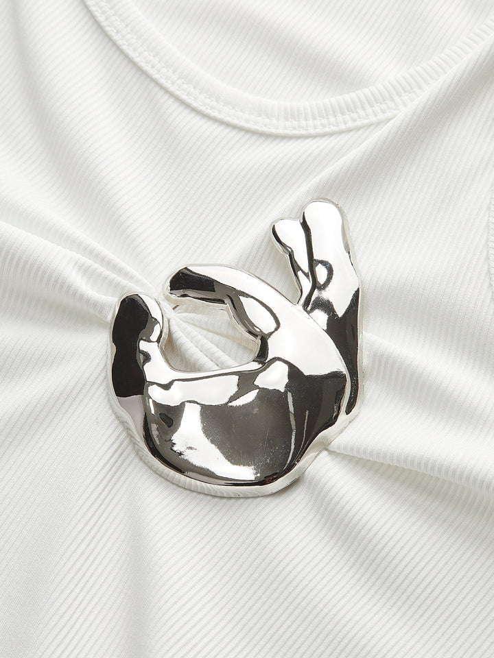 Rippstrick-Oberteil mit Metalldetail
