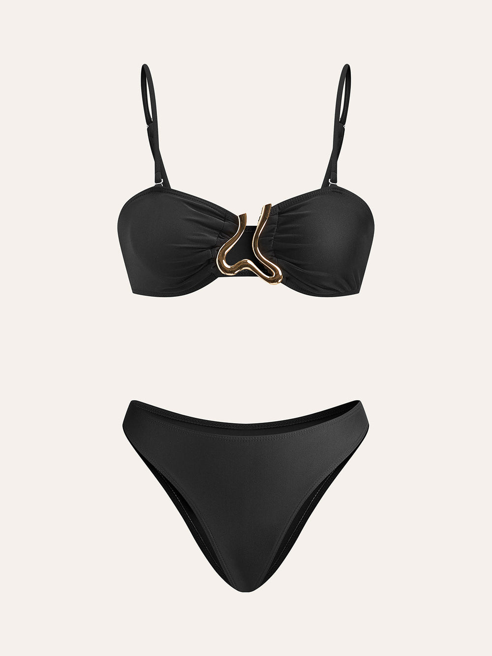 Gold Detail Bikini Set mit Überwurfrock