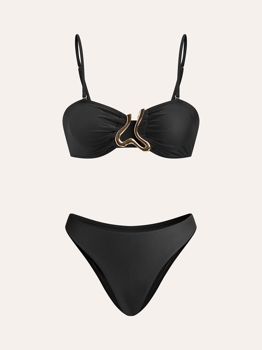 Gold Detail Bikini Set mit Überwurfrock