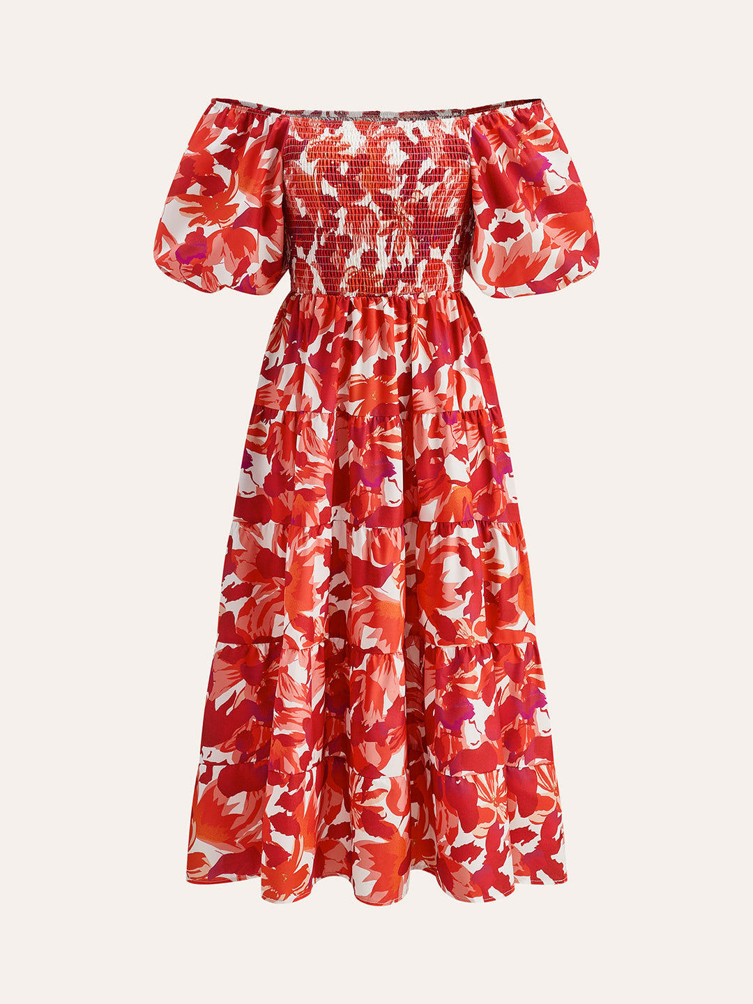 Off-Shoulder Raffkleid mit Blumenmuster
