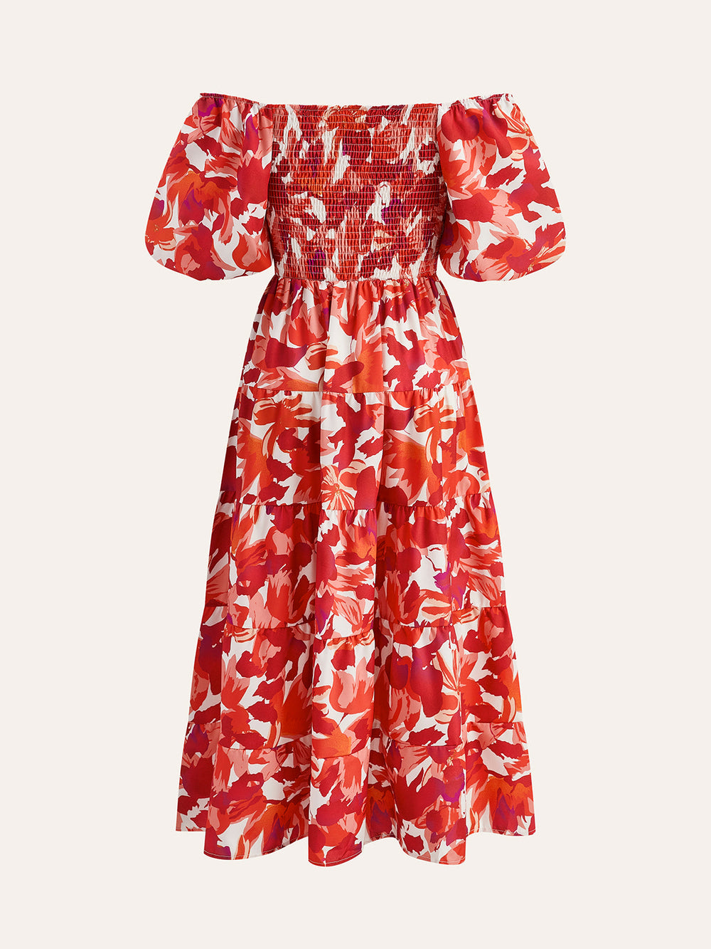 Off-Shoulder Raffkleid mit Blumenmuster