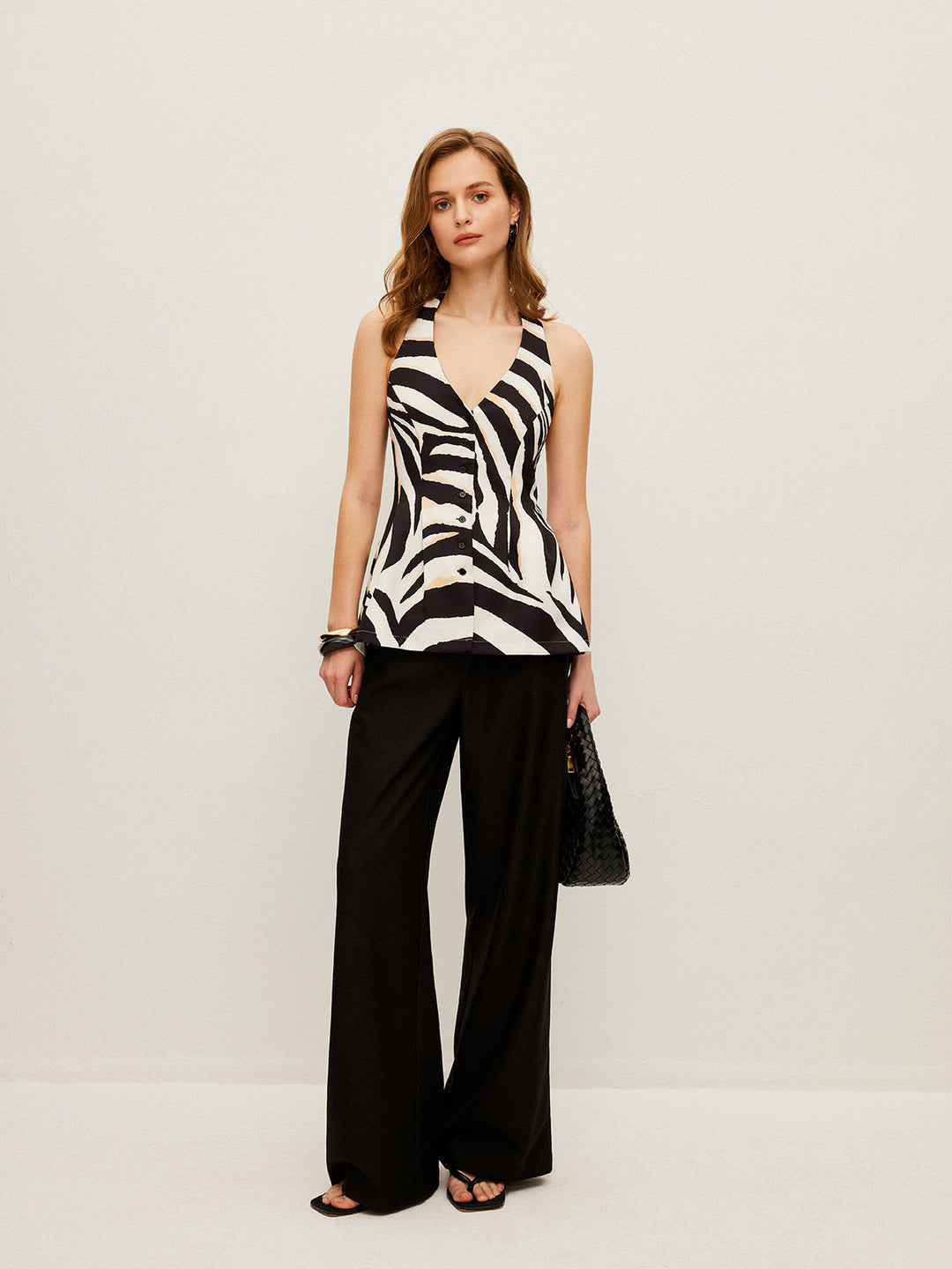 Zebra Print Neckholder-Oberteil