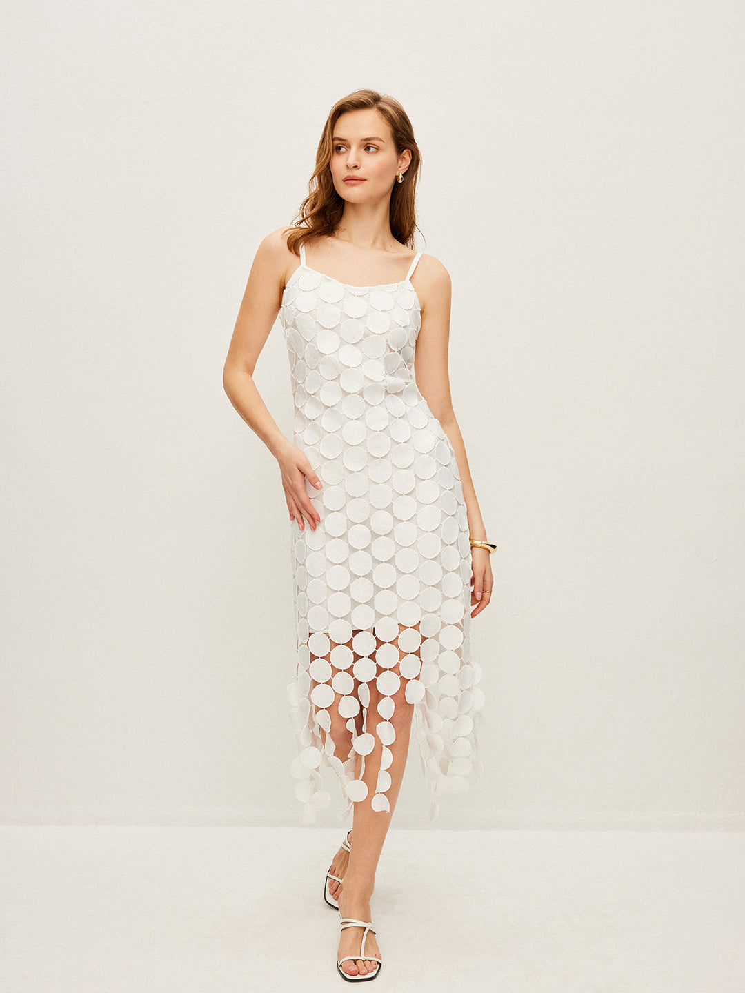 Lasergeschnittenes Mehrkreis-Doppellagen-Cami-Kleid