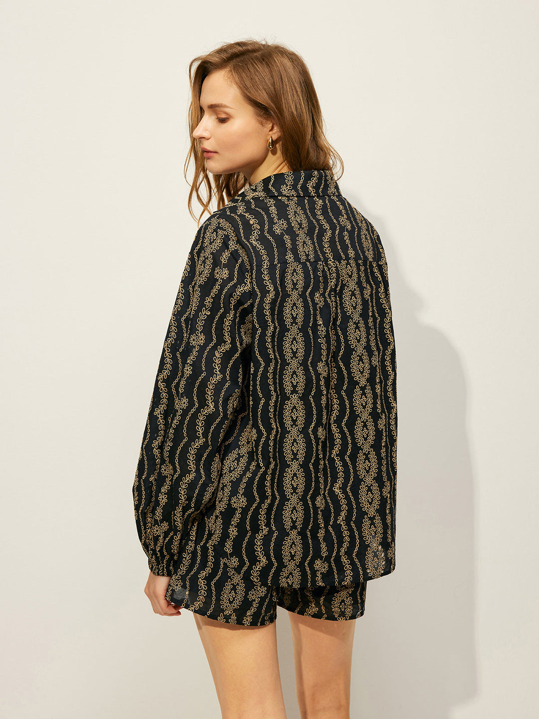 Bedrucktes Hemd Shorts Set Ohne Gürtel