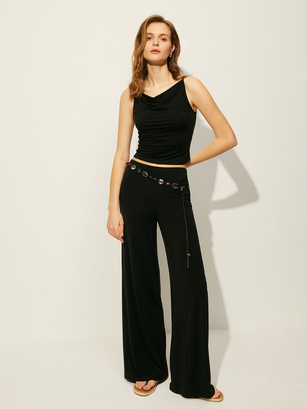 Ärmelloses Oberteil Hose Set Ohne Gürtel