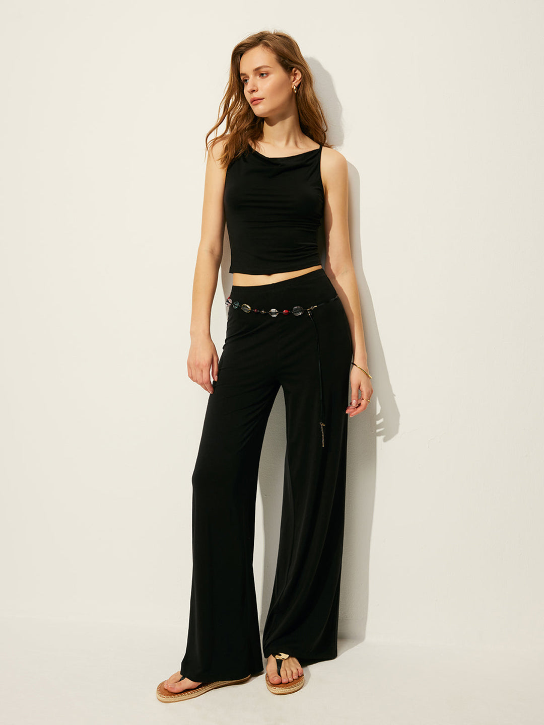 Ärmelloses Oberteil Hose Set Ohne Gürtel