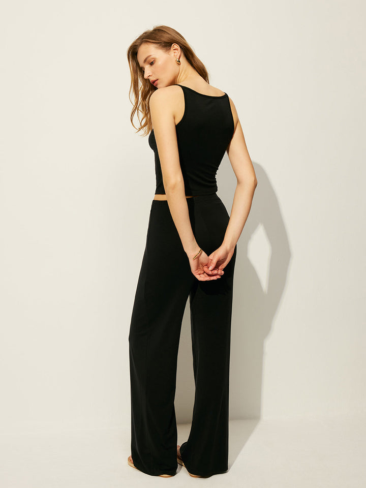 Ärmelloses Oberteil Hose Set Ohne Gürtel