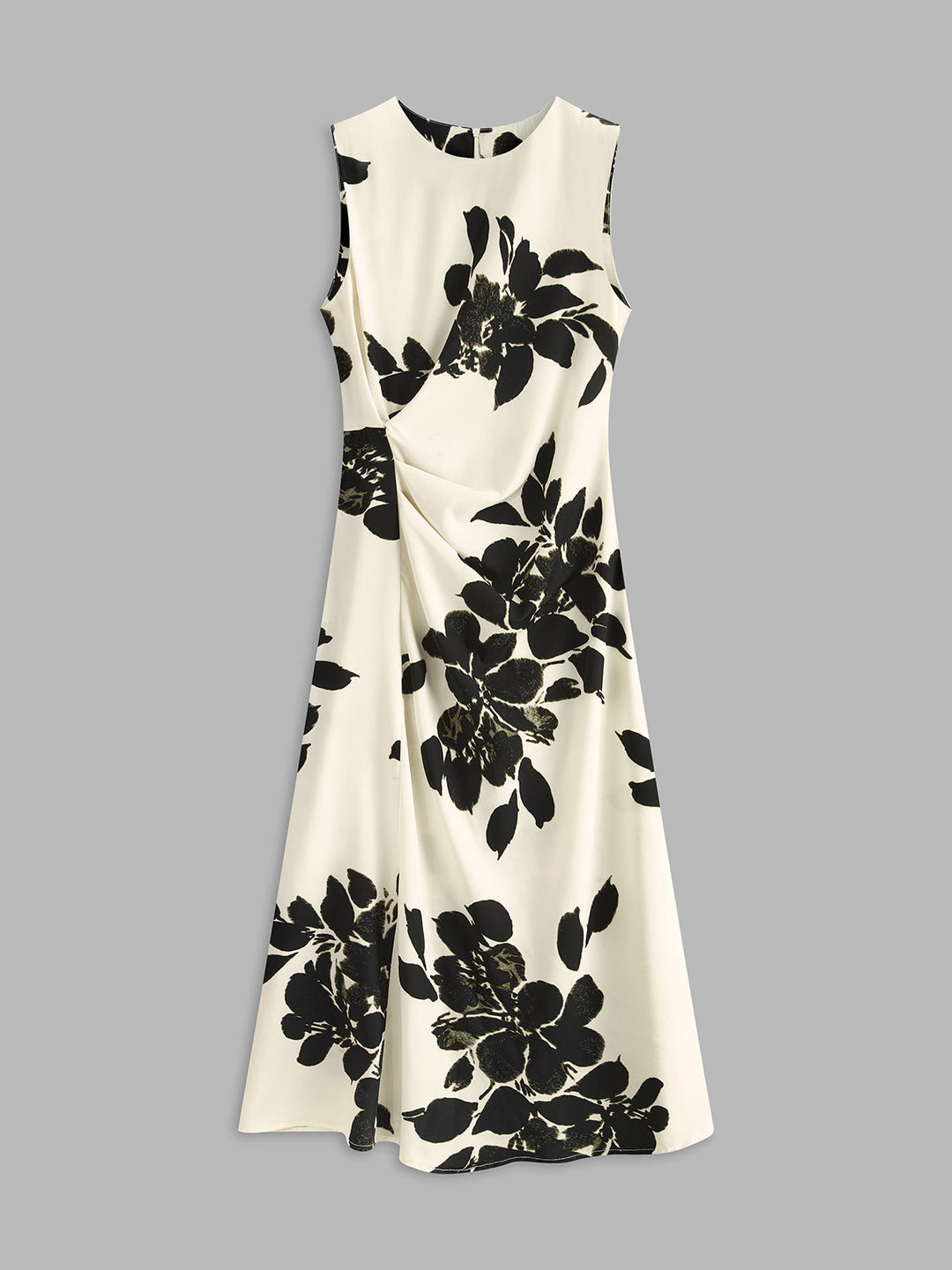 Blumenkleid mit ärmellosem Faltenrock