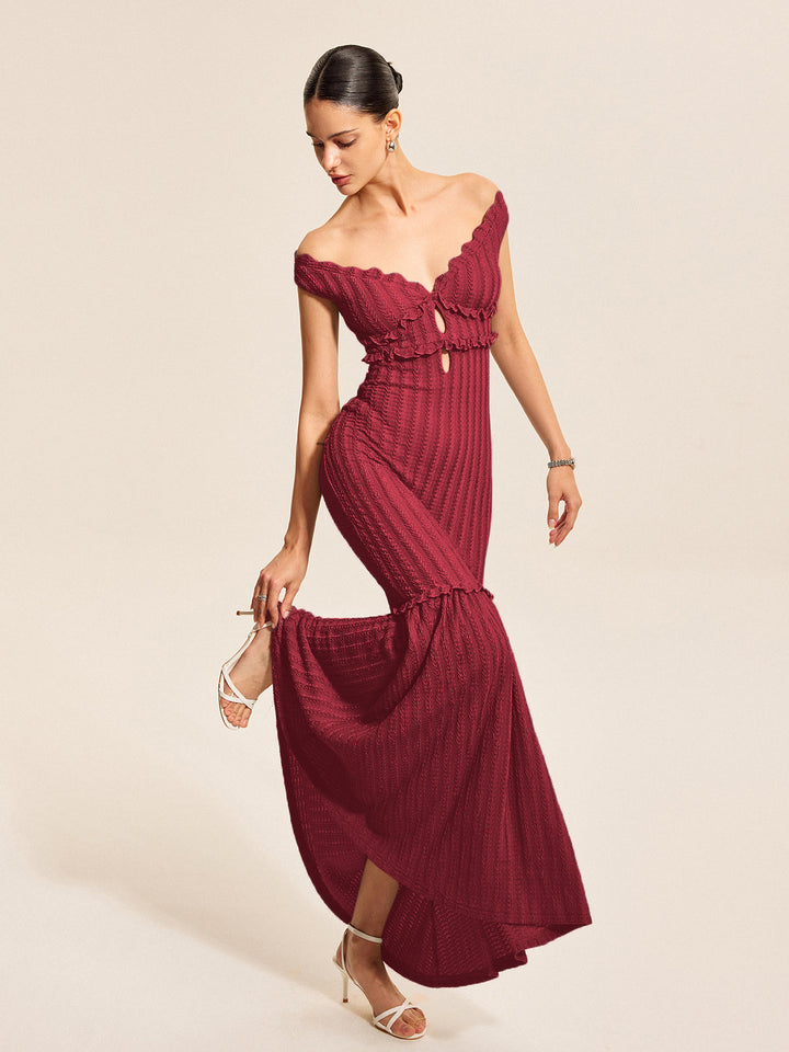 Kleid mit Rüschen-Detail und schulterfreiem Ausschnitt