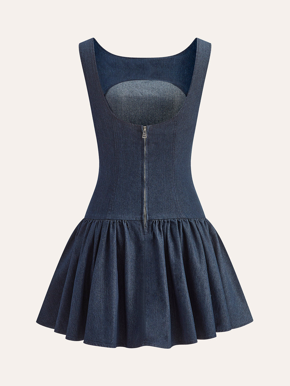 Denim ärmelloses ausgestelltes Kleid