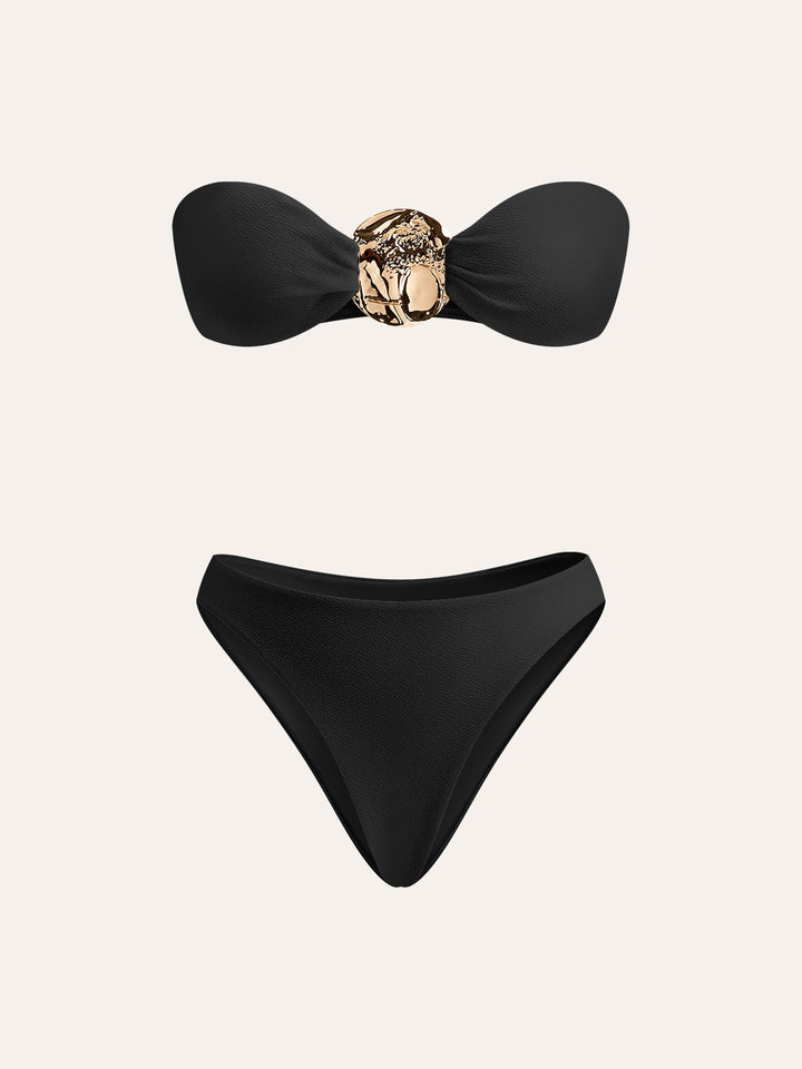 Gold Detail Bikini mit Überwurf