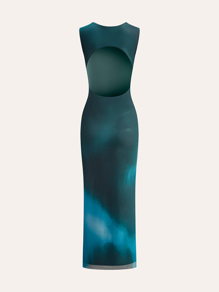 Rückenfreies Blumenmuster Ärmelloses Kleid