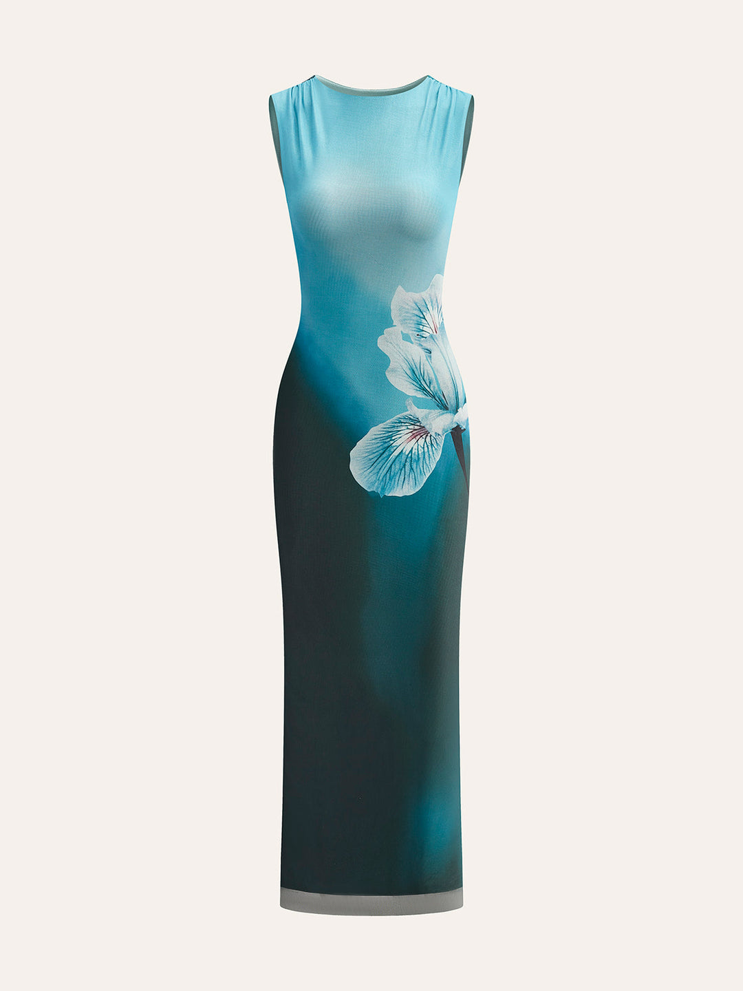 Rückenfreies Blumenmuster Ärmelloses Kleid