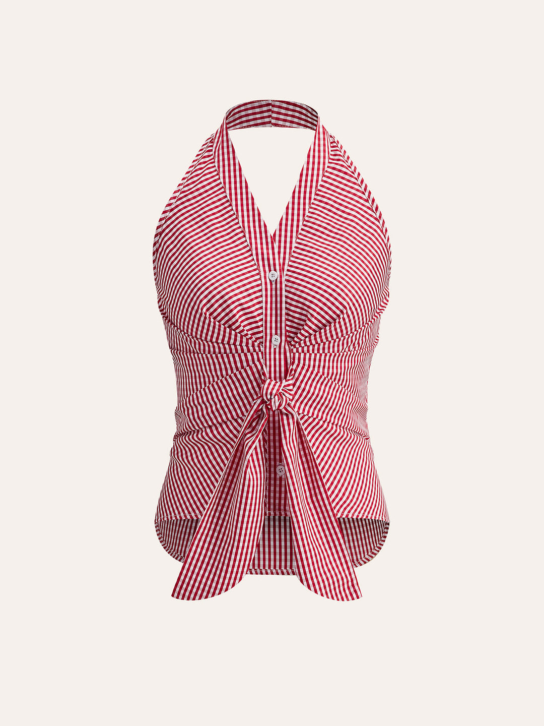 Gestreiftes Neckholder-Top mit Bindeband