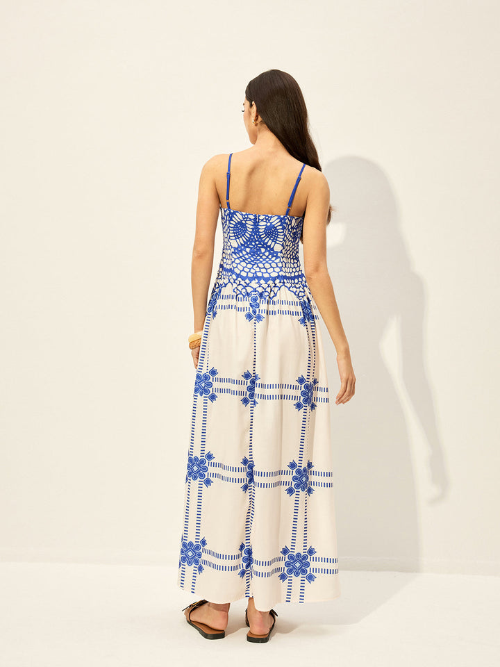 Bedrucktes Kleid mit verstellbaren Spaghettiträgern und Reißverschluss