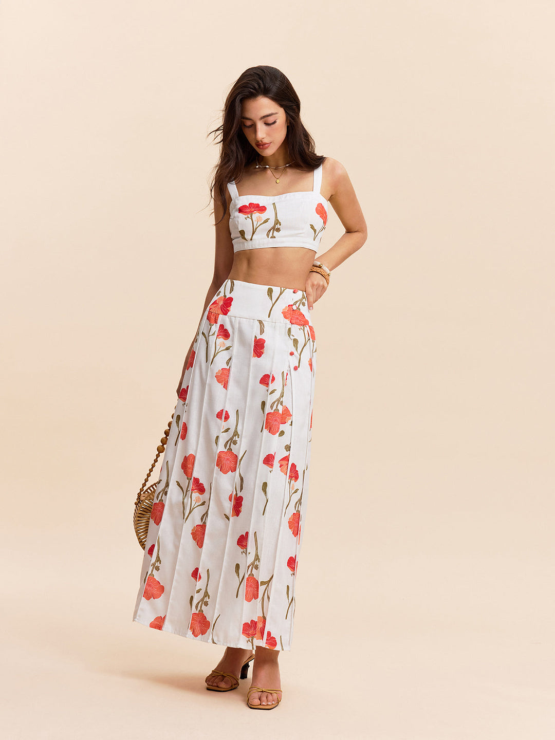 Blumen-Crop-Top mit Rock-Set
