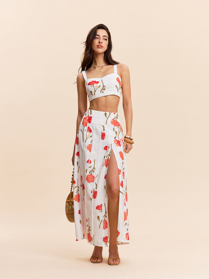 Blumen-Crop-Top mit Rock-Set