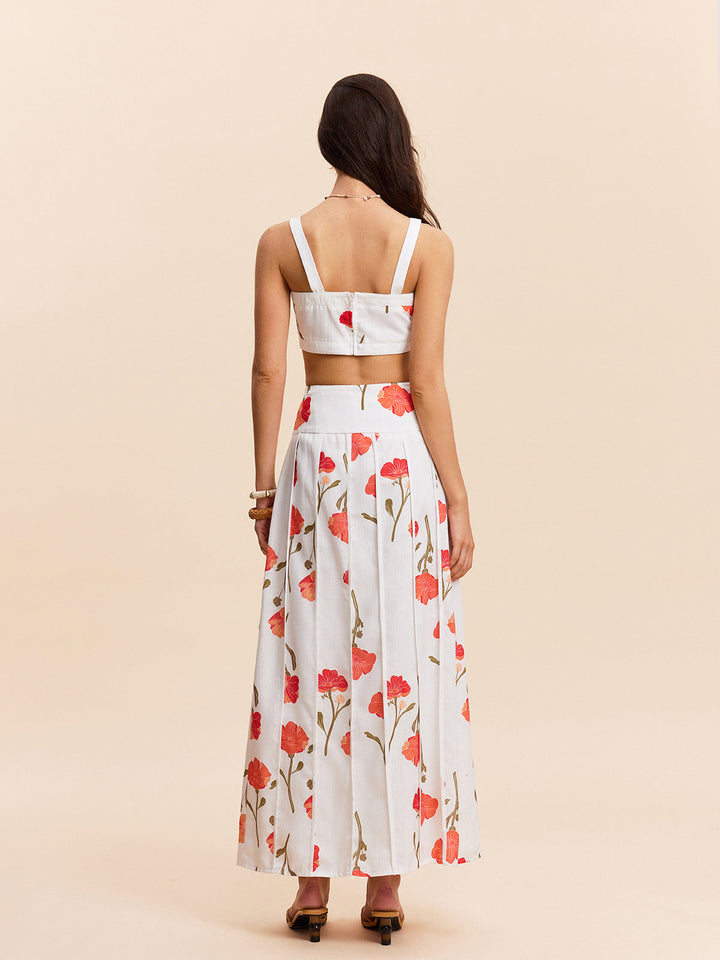 Blumen-Crop-Top mit Rock-Set
