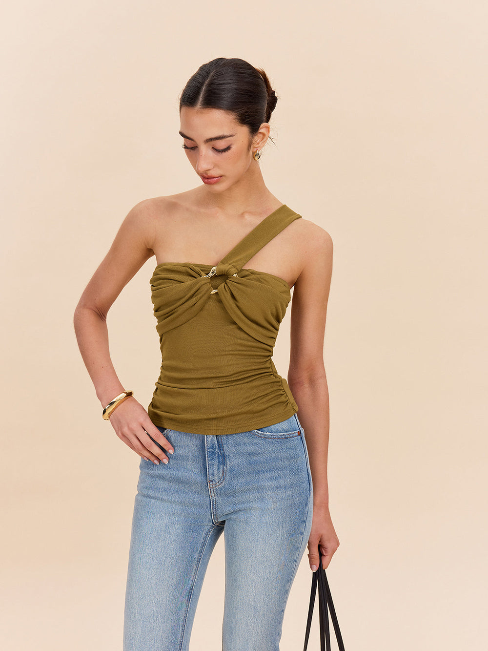 Oberteil mit Twist-Front und One-Shoulder-Träger