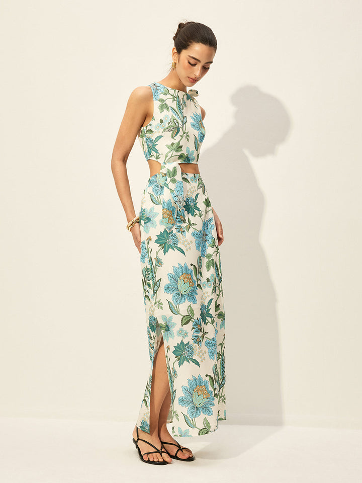 Kleid mit Blumenprint und Cut-Out