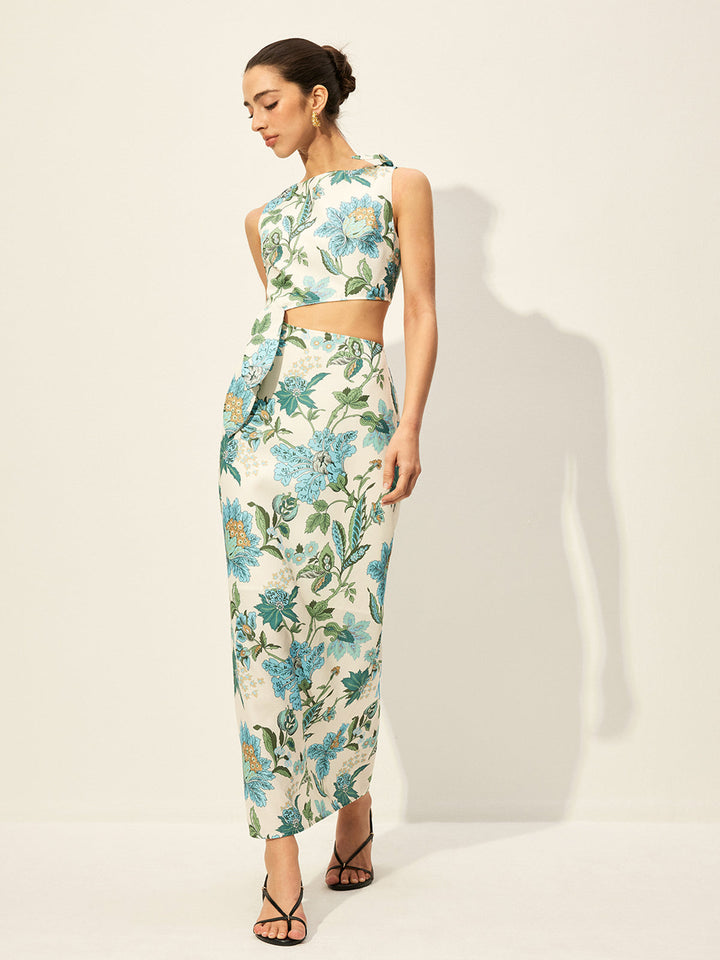Kleid mit Blumenprint und Cut-Out