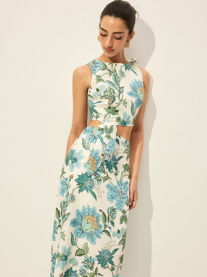 Kleid mit Blumenprint und Cut-Out