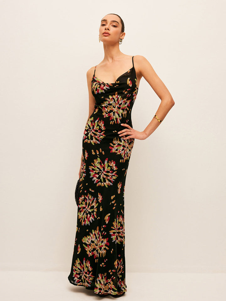 Boho Gebundenes Chiffon-Kleid mit Rückenschnürung