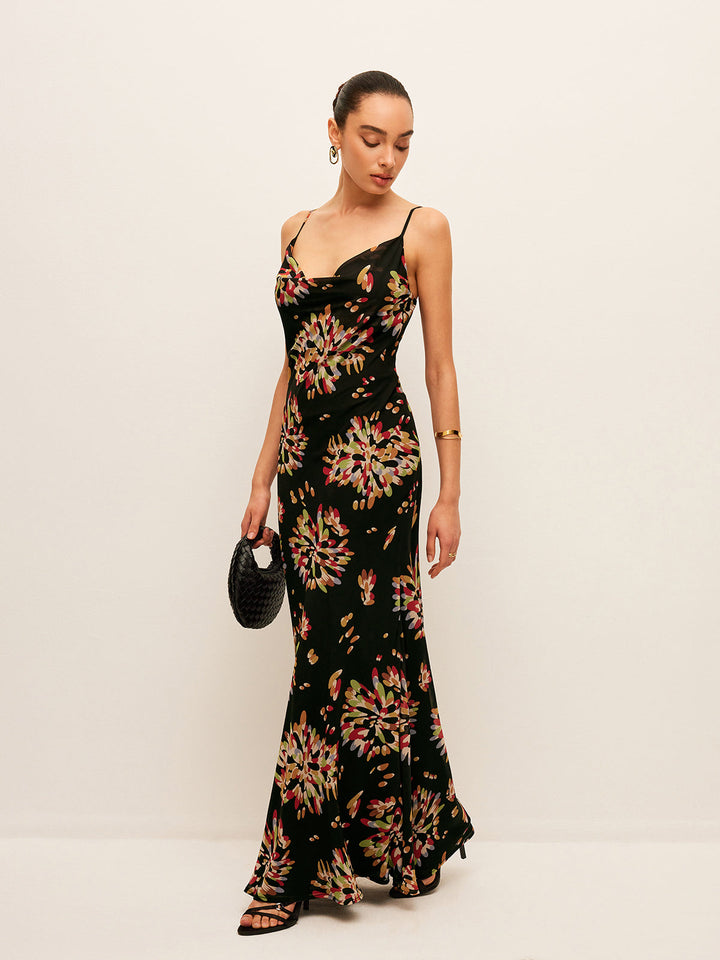 Boho Gebundenes Chiffon-Kleid mit Rückenschnürung