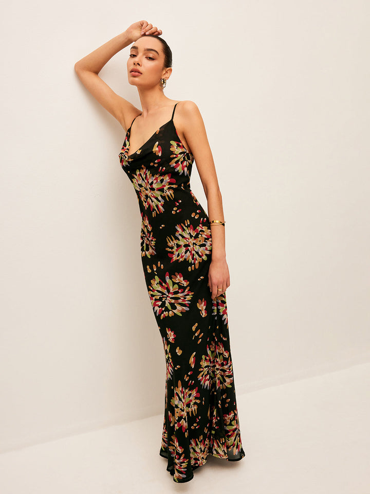 Boho Gebundenes Chiffon-Kleid mit Rückenschnürung