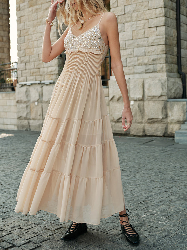 Halbtransparente Bestickte Bustier Stufenkleid