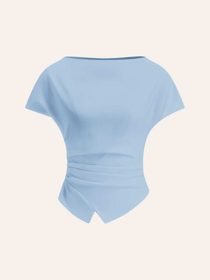 Asymmetrisches T-Shirt mit Raffung