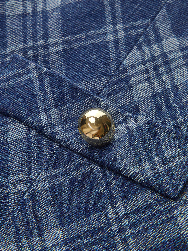 Denim Kleid mit Rundhalsausschnitt, Zierknöpfen und Taschen
