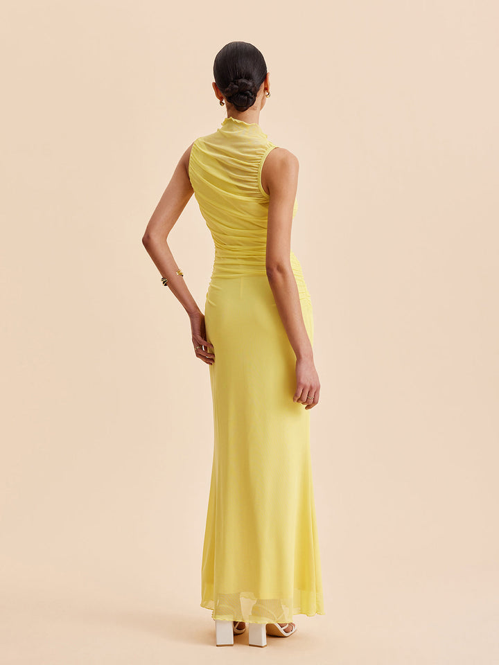 Mesh Ruched Ärmelloses Kleid