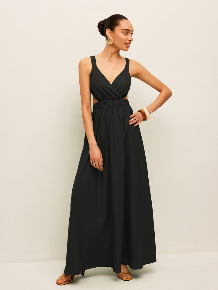 Kleid mit Rückenschnürung aus Baumwolle und Leinen